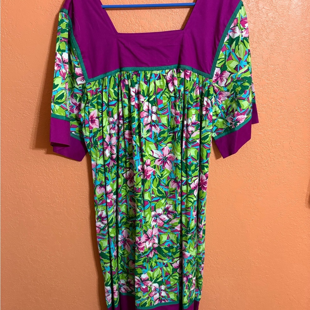 Bechamel Purple and Green Floral Dress